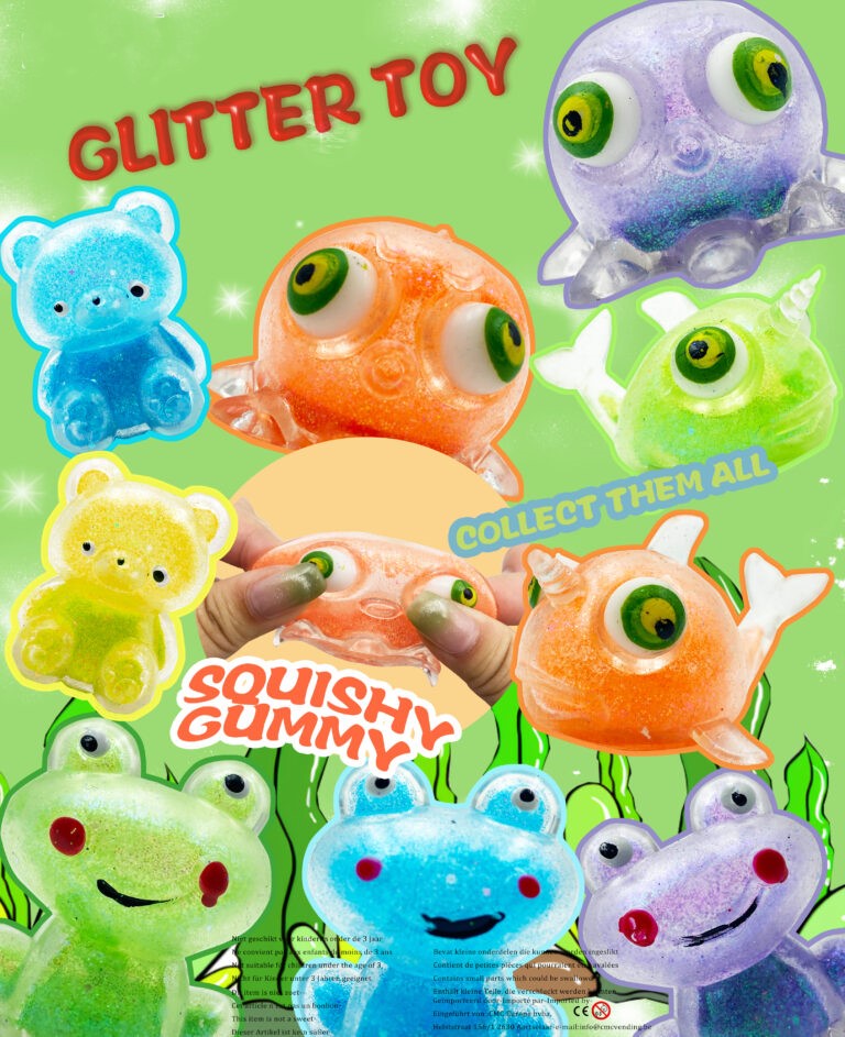 45-55mm Gevulde Capsule Squishy Gummy Glitter Prijs per 100 stuks