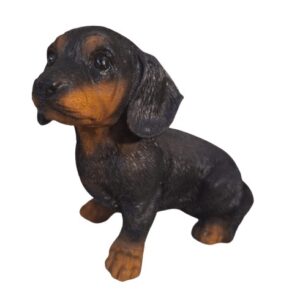 Teckel zittend 12cm zwart Polyester