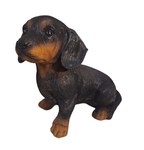 Teckel zittend 12cm zwart Polyester