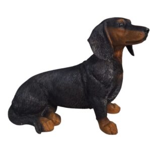 Teckel zittend 25cm zwart Polyester