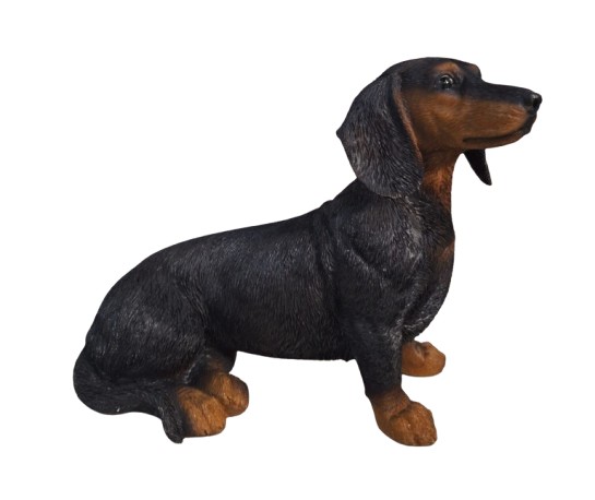 Teckel zittend 25cm zwart Polyester