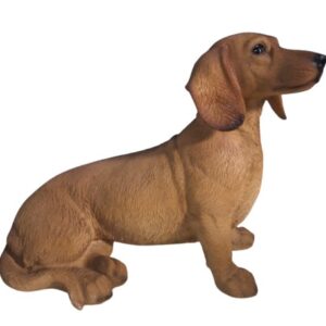 Teckel zittend 25cm bruin Polyester