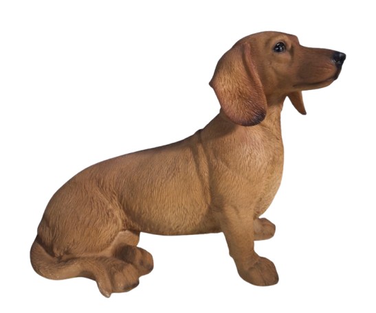 Teckel zittend 25cm bruin Polyester