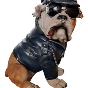 Engelse bulldog zittend biker XL 33cm