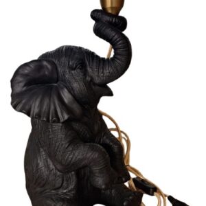 olifant zittend met lamp in slurf 44cm