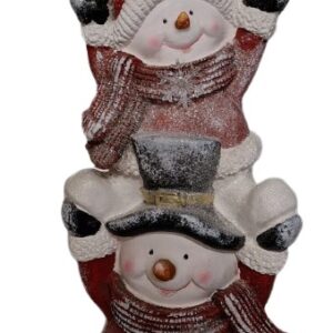 Drie sneeuwmannen op elkaar