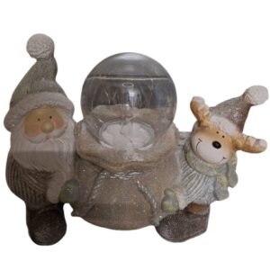 Kerstman & Rendier & zak met bol verlichting