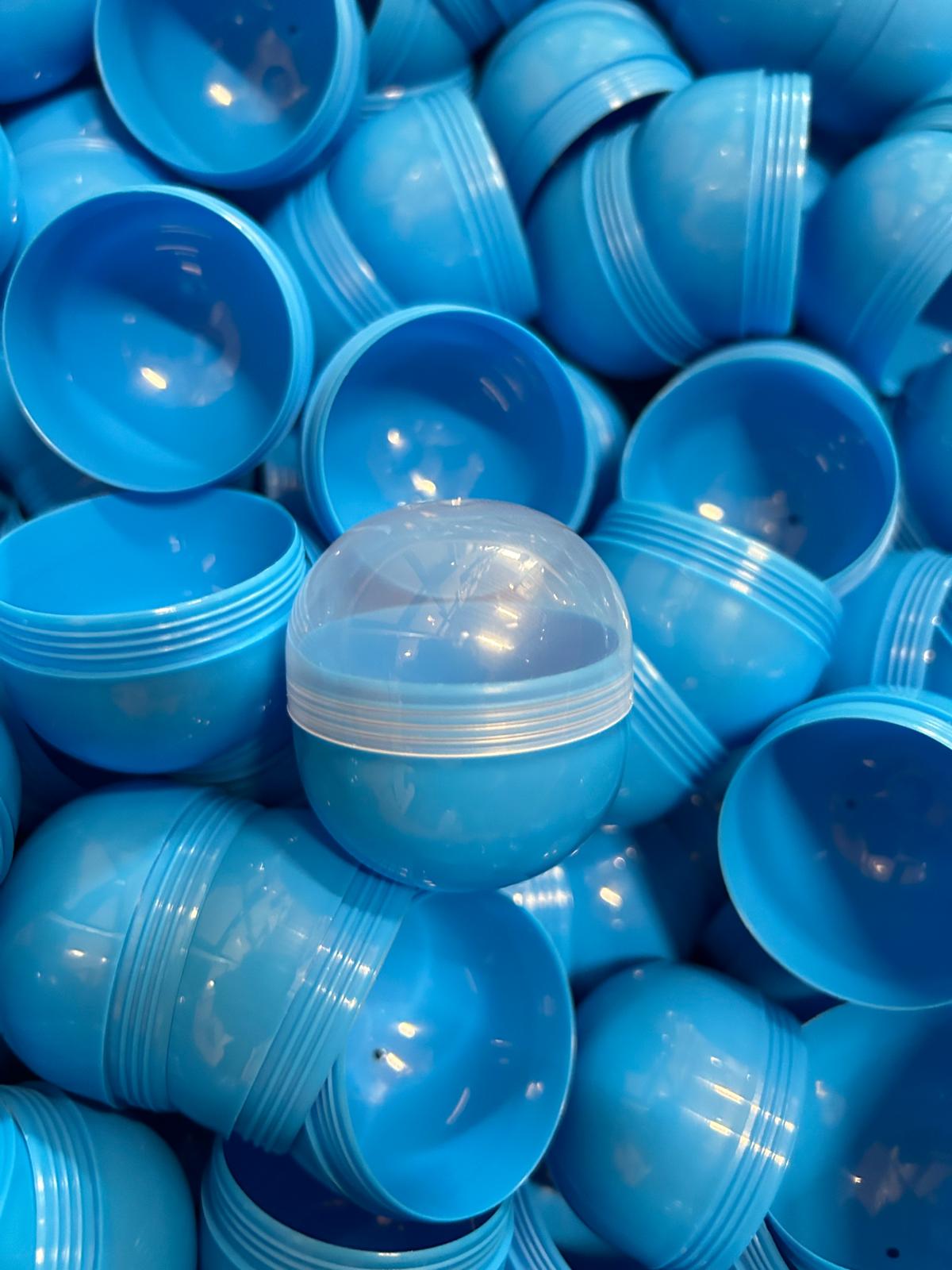 50x55mm Capsule Female Transparant + Male Blauw Leeg Prijs per 100 stuks